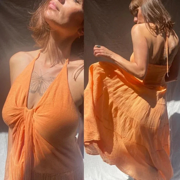 Free People Endless Summer A Little Extra Maxi Dress Papaya Size Small NWOT $128 - Picture 10 of 10